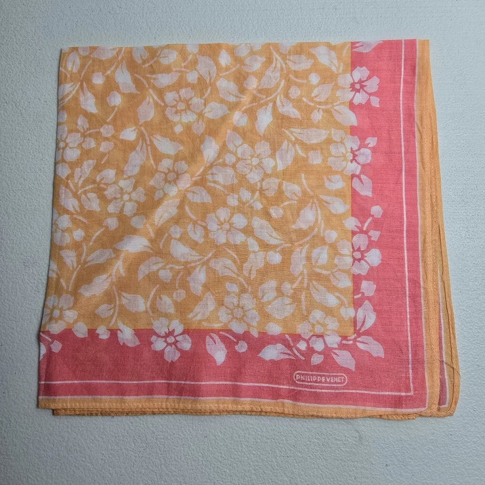 Philippe Venet Orange/Pink Floral Scarf-Pocket Square 16